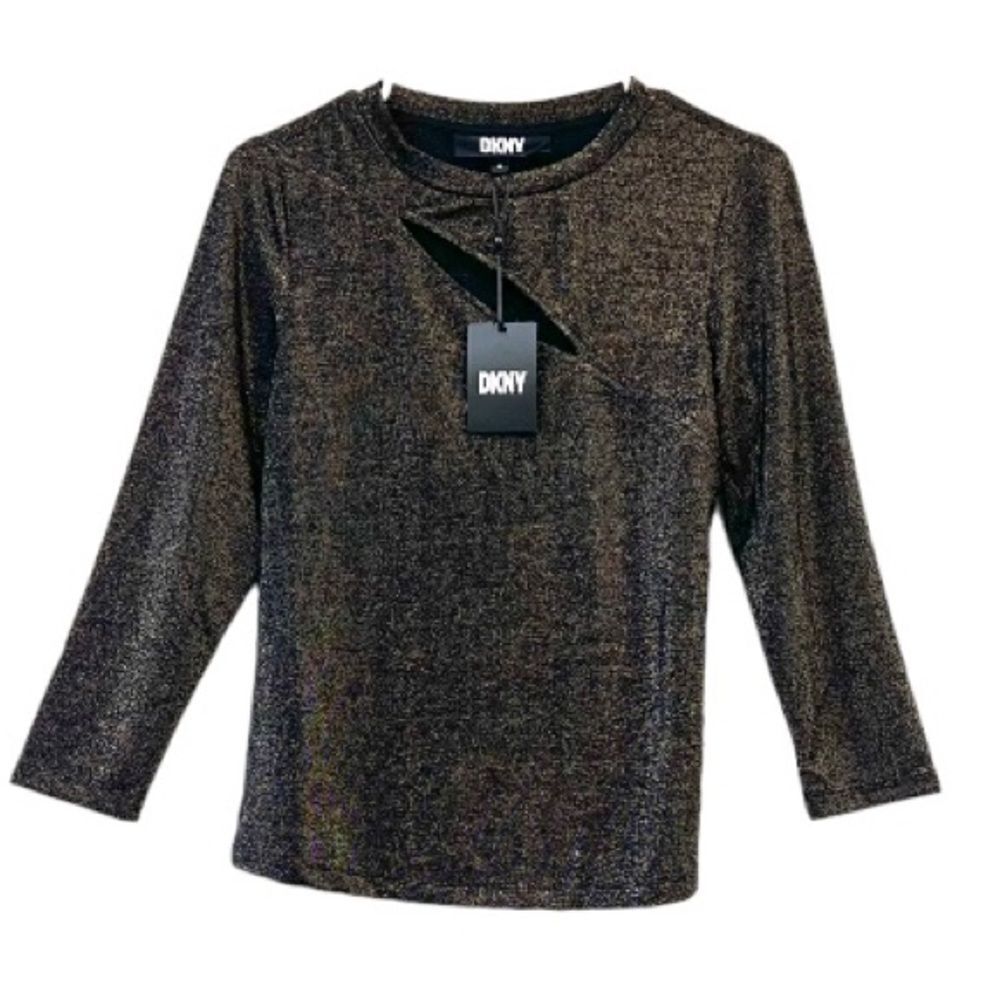 Dkny Metallic Gold Keyhole Top M New - Picture 11 of 11